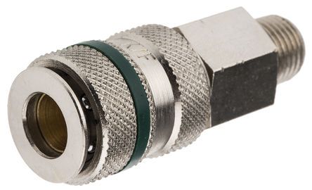 017 RG 13, RS PRO Pneumatic Quick Connect Coupling Brass, Steel 1/4 in Threaded, Муфта