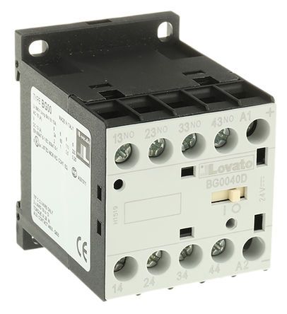 11BG0040D024, Lovato Contactor Relay - 4NO, 10 A Contact Rating, Контактор