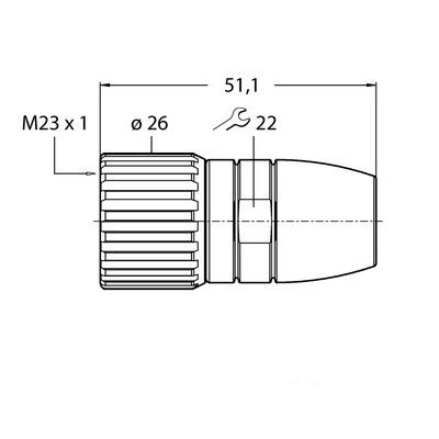 B23171-8.5 Круглый разъем M23 x 1 Розетка, прямая, под индивидуальные требования