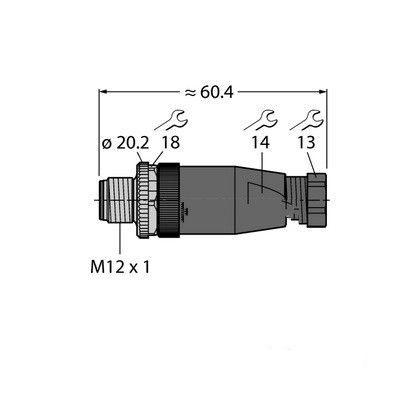 BS8141-0 Вилка прямая M12 x 1, под индивидуальные характеристики