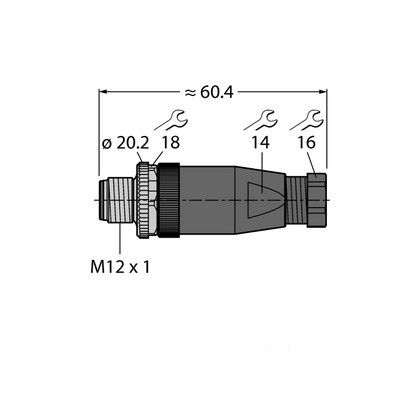 BS8141-0/PG9 Вилка прямая M12 x 1, под индивидуальные характеристики