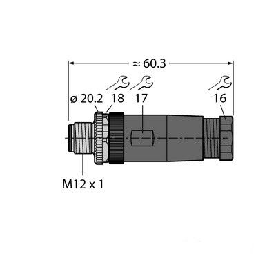 BS8181-0 Вилка прямая M12 x 1, под индивидуальные характеристики