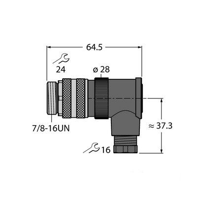 BS4241-0/9 Круглый соединитель 7/8 Вилка, угловая, под индивид. требования