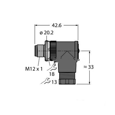 BS8241-0 Вилка угловая M12 x 1, под индивидуальные характеристики