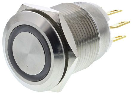 R19FFSSPAGRR24, EOZ Single Pole Double Throw (SPDT) Momentary Red LED Push Button Switch, IP65, 19.2 (Dia.)mm, Panel Mount, Кнопочный переключатель