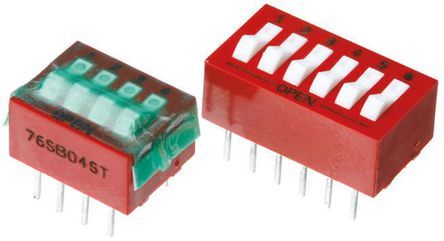 76SB08T, Grayhill 8 Way Through Hole DIP Switch SPST, Rocker Actuator, Переключатель