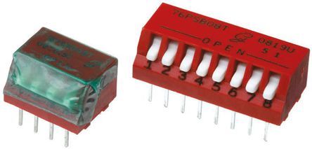 76PSB06T, Grayhill 6 Way Through Hole DIP Switch SPST, Piano Actuator, Переключатель