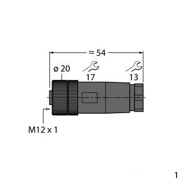 B8151-0 Розетка прямая M12 x 1, под индивидуальные требования