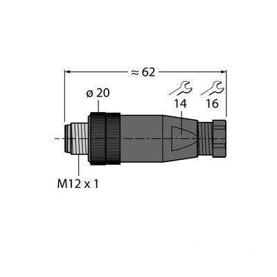 BS8151-0/9 Вилка прямая M12 x 1, под индивидуальные характеристики