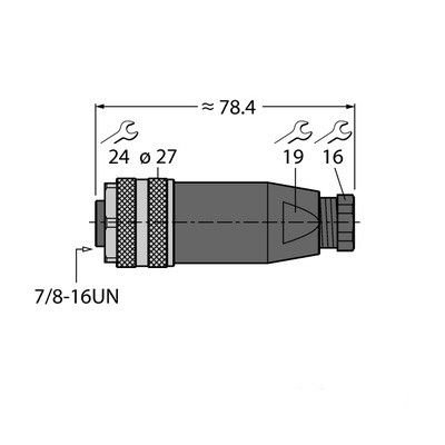 B4151-0/13.5 Соединитель 7/8, Розетка прямая под индивидуальные требования