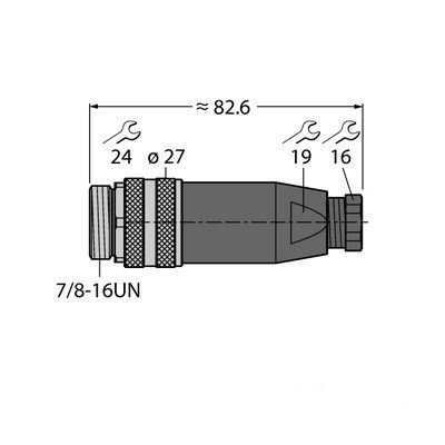 BS4151-0/9 Круглый соединитель 7/8 Вилка, прямая, под индивидуальные характеристики