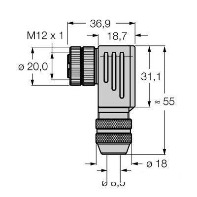 BMWS8251-8.5 Круглый разборный разъем M12 x 1 Мама, угловой