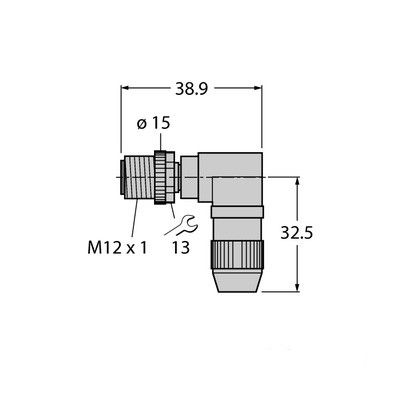 HAS8241-0 Круглый штекерный разъем M12 x 1 , угловой разборный