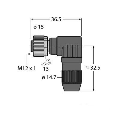 HA8241-0 Круглый разборный разъем M12 x 1 Мама, угловой