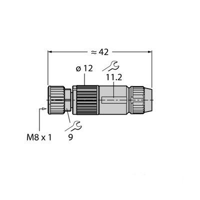 HA5131-0 M8 x 1 / ?8 мм соединитель круглый Розетка, прямая, под индивидуальные требования