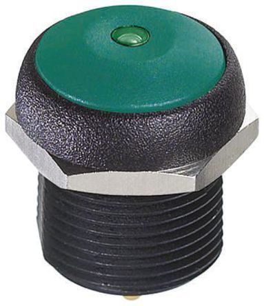 IRR3S432LOG, APEM Single Pole Single Throw (SPST) Momentary Green LED Push Button Switch, IP67, 16 (Dia.)mm, Panel Mount, 250V ac, Кнопочный переключатель