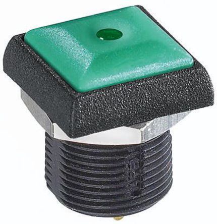 IRC3S432LOG, APEM Single Pole Single Throw (SPST) Momentary Green LED Push Button Switch, IP67, 16 (Dia.)mm, Panel Mount, 250V ac, Кнопочный переключатель