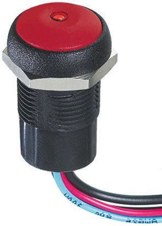 IRR3F462LOS, APEM Single Pole Single Throw (SPST) Momentary Red LED Push Button Switch, IP67, 16 (Dia.)mm, Panel Mount, 250V ac, Кнопочный переключатель