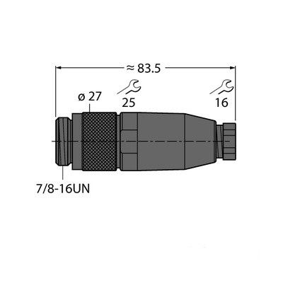 BS4131-0/9 Круглый соединитель 7/8 Вилка, прямая, под индивидуальные характеристики