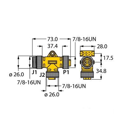 RKM40-RKM40-L-RSM40 2-портовый T-разветвитель без кабеля