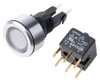 A1PCA1X220J103, APEM Double Pole Double Throw (DPDT) Latching Red LED Push Button Switch, IP65, Panel Mount, 250V ac, Кнопочный переключатель