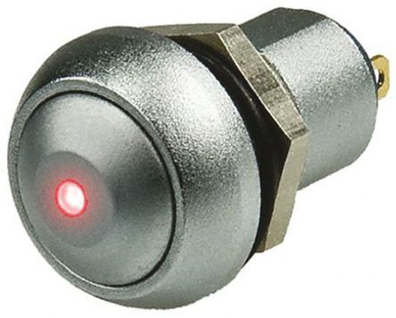 IPR3SAD0LOS105, APEM Single Pole Single Throw (SPST) Momentary Red LED Push Button Switch, IP67, 12.9 (Dia.)mm, Panel Mount, 28/48V dc, Кнопочный переключатель