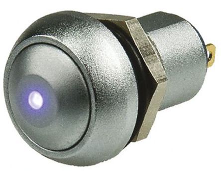 IPR1SAD0LOB105, APEM Single Pole Single Throw (SPST) Latching Blue LED Push Button Switch, IP67, 12.9 (Dia.)mm, Panel Mount, 24V dc, Кнопочный переключатель