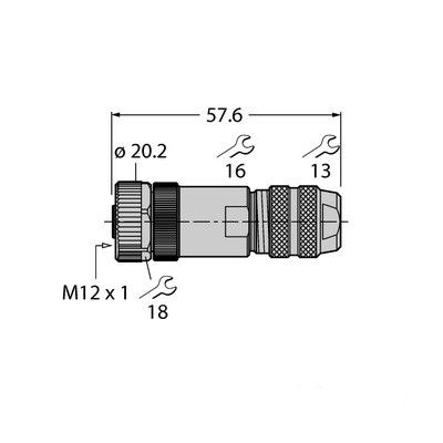 CMB8151-0 Розетка прямая M12 x 1, под индивидуальные требования