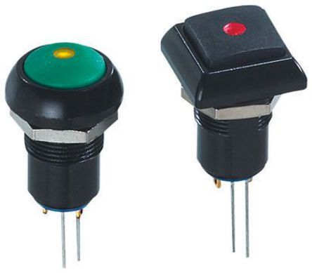 IZPR3V222, APEM Single Pole Single Throw (SPST) Momentary Push Button Switch, IP67, 16.2 (Dia.)mm, Panel Mount, 48V dc, Кнопочный переключатель