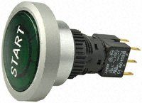 A9PFB1Y2BSP4, Apem Double Pole Double Throw (DPDT) Momentary Push Button Switch, IP65, Panel Mount, Start, Кнопочный переключатель