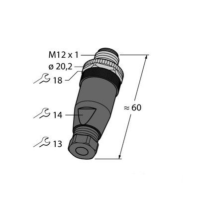 BMS8141-0 Вилка прямая M12 x 1, под индивидуальные характеристики