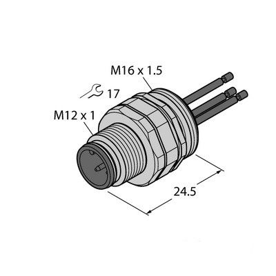 EC-FSD4.5-0.5/16 фланцевая вилка с витыми жилами, фронтальный монтаж