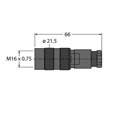 BK12-0 Круглый разъем M16 x 0,75, розетка прямая, под индивидуальные характеристики