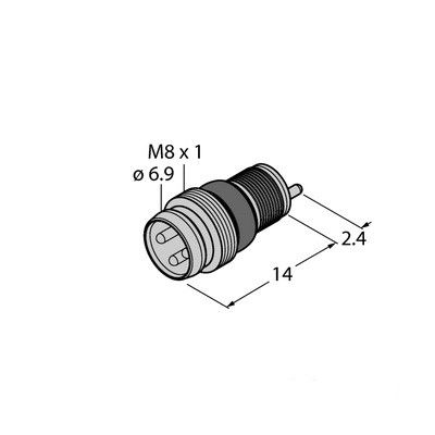 ESGP3P Круглый соединитель M8 x 1, встроенный, винтовой/защелкивающийся