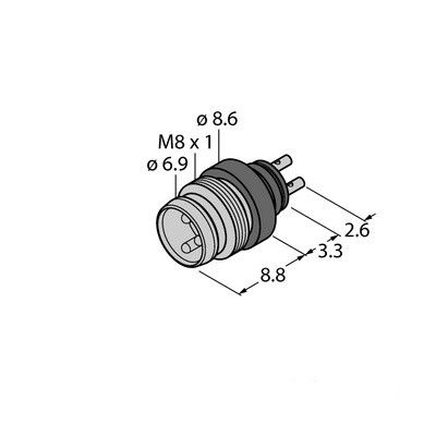 SESP3SL Круглый соединитель M8 x 1, встроенный, винтовой/защелкивающийся