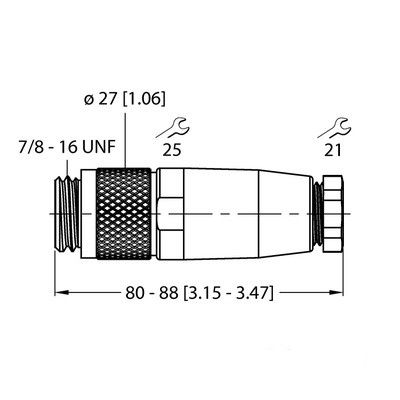 BS4131-0/11 Круглый соединитель 7/8 Вилка, прямая, под индивидуальные характеристики