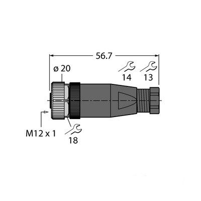 BM8141-0 Розетка прямая M12 x 1, под индивидуальные требования