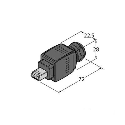 AIDA-RJ45-CC Соединитель Push-pull RJ45 в соответствии c AIDA, Вилка прямая под индивидуальные характеристики