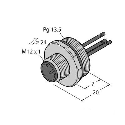 FS4-0.5/13.5 фланцевая вилка с витыми жилами, фронтальный монтаж