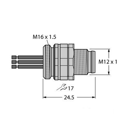 EC-FSDW4.54-0.5/16 фланцевая вилка с витыми жилами, фронтальный монтаж