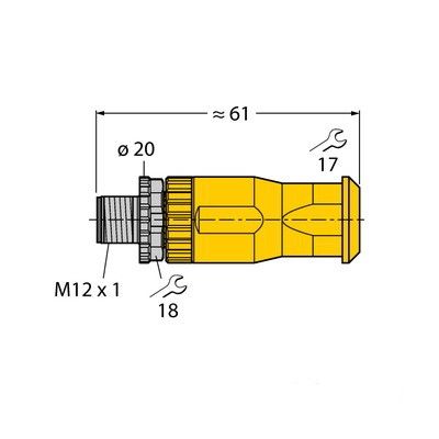 BMS8151-0/PG9/YE Вилка прямая M12 x 1, под индивидуальные характеристики