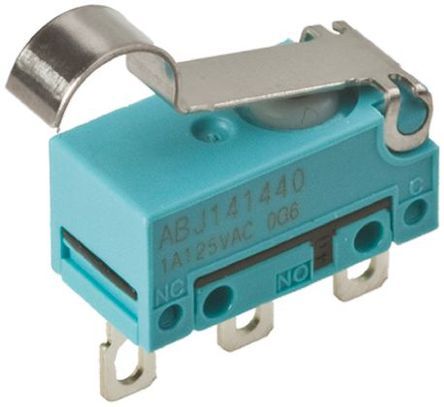 ABJ141460, Panasonic SPDT Simulated Roller Lever Microswitch, 2 A @ 30 V dc, Микропереключатель