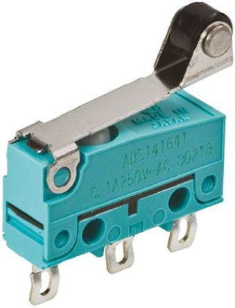 ABS141641, Panasonic SPDT Roller Lever Microswitch, 100 mA @ 30 V dc, Микропереключатель