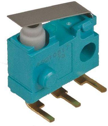 ASQ10817, Panasonic SPDT-NO/NC Leaf Lever Microswitch, 100 mA @ 30 V dc, Микропереключатель