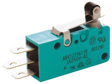 ABV1215513R, Panasonic SPDT Short Roller Lever Microswitch, 3 A @ 250 V ac, Микропереключатель