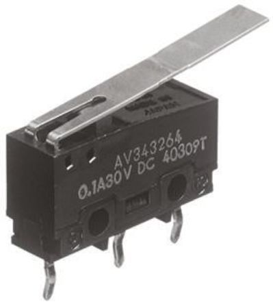 AVT32323, Panasonic SPDT Hinge Lever Microswitch, 3 A @ 250 V ac, Микропереключатель