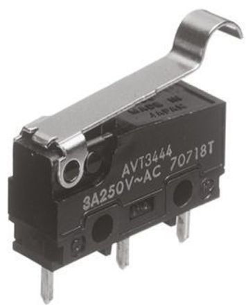 AVT344461, Panasonic SPDT Simulated Roller Lever Microswitch, 100 mA @ 30 V dc, Микропереключатель