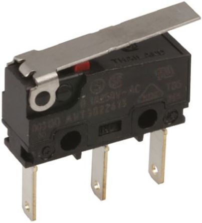 AVT3822613, Panasonic SPDT Hinge Lever Microswitch, 100 mA @ 30 V dc, Микропереключатель