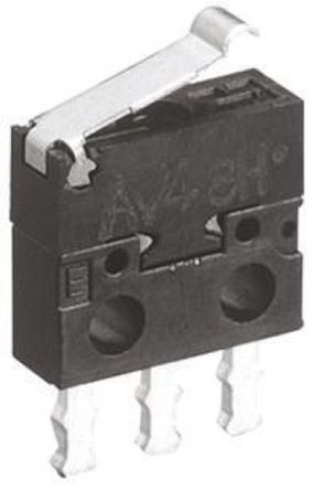 AV4044, Panasonic SPDT Simulated Roller Lever Microswitch, 500 mA @ 30 V dc, Микропереключатель