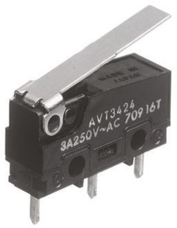 AVL3225113, Panasonic SPDT Hinge Lever Microswitch, 5 A @ 250 V ac, Микропереключатель